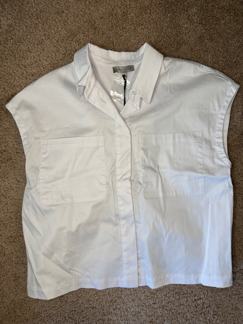 Anatomie White Sleeveless Collared Button-Front Shirt
